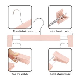 GUANJUNE Clothes Pants Hangers, Space-Saving Skirt Holders with 360 ° Swivel Hooks, Adjustable Clips, Trouser Hangers, Clothes Coat Garment Jeans Hangers (30 Pack, Pink)