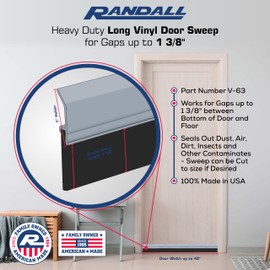 Randall Manufacturing V-63-GB - All-Season Door Sweep, Heavy Duty Aluminum, Ideal for Residential & Commercial Use, Easy Installation with Heavy Rubber Seal, Ensure Comfort and Security (48 Inches)