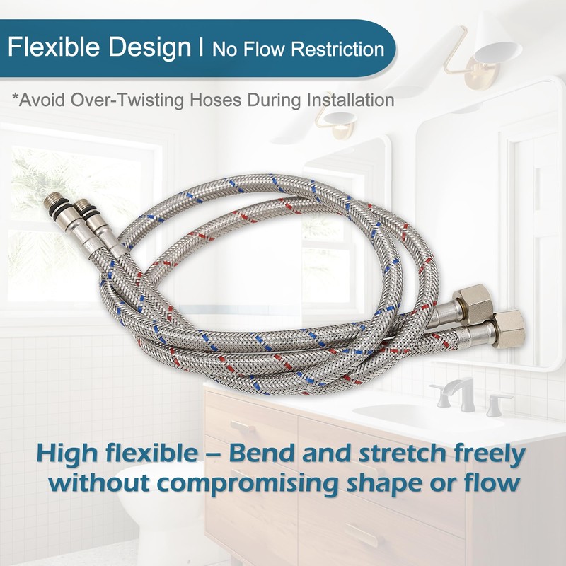 HOIGY 30 Inch Faucet Supply Lines, Bathroom Kitchen Water Supply