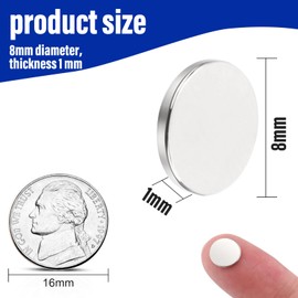 50 Pcs Small Round Magnets, 8x1MM Neodymium Disc Magnet Rare Earth Magnets Strong Magnets Refrigerator Magnets for Crafts Dry Erase Board, Fridge Mini Tiny Disc Magnet for Building Scientific Models