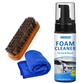 CYTITZHN Car Interior Cleaner Kit – All-Purpose Foam Cleaner for Leather, Fabric, Vinyl, Plastic, Carpet & Upholstery | Deep Stain Remover | Includes Brush & Microfiber Towel – 5oz/150ml