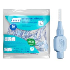 TePe Extra Soft Blue 0.5mm ISO 3 Interdental Brush - Pack of 20 - Teeth Cleaning, Plaque Removal, Effective Between Teeth for Medium Interdental Spaces