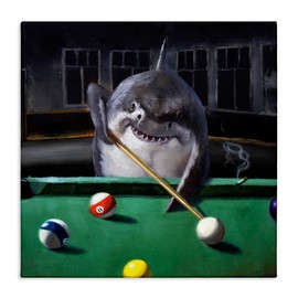 Stupell Industries Pool Shark Funny Marine Animal Bar, Designed by Lucia Heffernan Canvas Wall Art, 36 x 36, Black