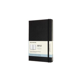 Moleskine - 18-month calendar/planner, calendar 2021/2022 with monthly overview, monthly planner with hard cover and elastic closure, large / A5 format, 13 x 21 cm, colour black, 128 pages