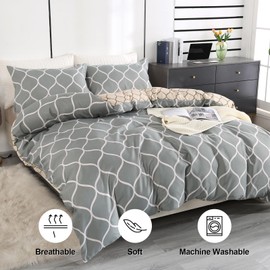 Moosfor Single Duvet Cover Set, Soft Microfiber Bed Cover and 1 Pillowcase with Zipper Closure, Easy Care Comforter Bedding Quilt Pillowcases Cover Set - Morocco (135 x 200 cm)