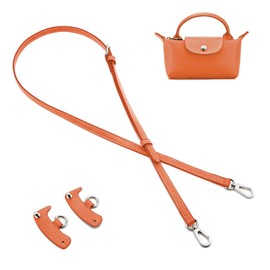 QIUTIMIY Leather Handbag Strap, Shoulder Bag Straps Replacement For Longchamp Purse Bags, Crossbody Adjustable Shoulder Strap(Orange-Sliver)