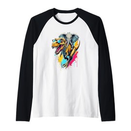 Dinosaur T-Rex Elephant Tyrannosaurus Rex Raglan Baseball Tee