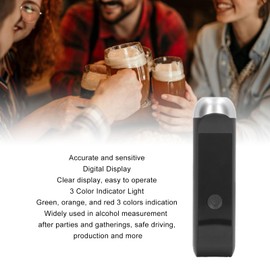 Portable Alcohol Breathalyzer, Quick Response High Accuracy Alcohol Tester with 3 Color Light Indication, Digital Alcohol Analyzer, Drunk Driving Breathing Alcohol Detector