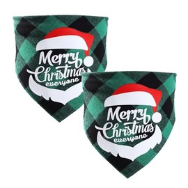 QUETTO Reversible Christmas Bandanas Classic Plaid Merry Christmas Prints for Dogs Cats Holiday Scarf Bibs Kerchiefs for Small to Large Pets