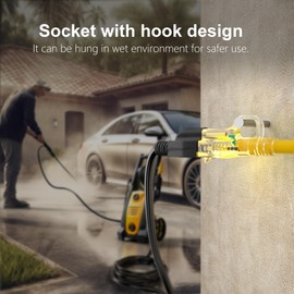 HUANCHAIN 12/3 Gauge Heavy Duty Outdoor Extension Cord 6 ft Waterproof with Lighted end, Flexible Cold-Resistant 3 Prong Electric Cord Outside, 15Amp 1875W 12AWG SJTW, Yellow, ETL