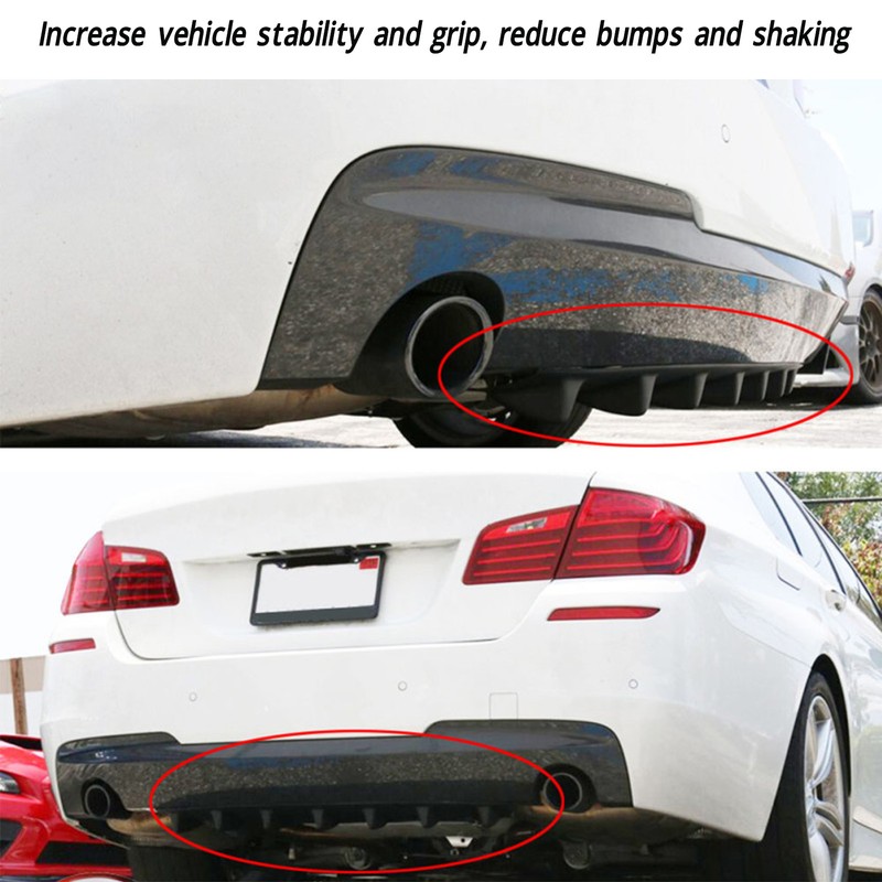 3 Pcs Chassis Deflector Universal Black Rear Lip Shark Fin