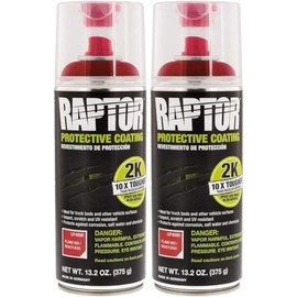 U-POL Raptor Protective Coating Bed Liner 2K Aerosol | Flame Red 2-Part Protective Urethane Coating Spray Paint for Spot Repairs and Small Jobs | 2-Pack