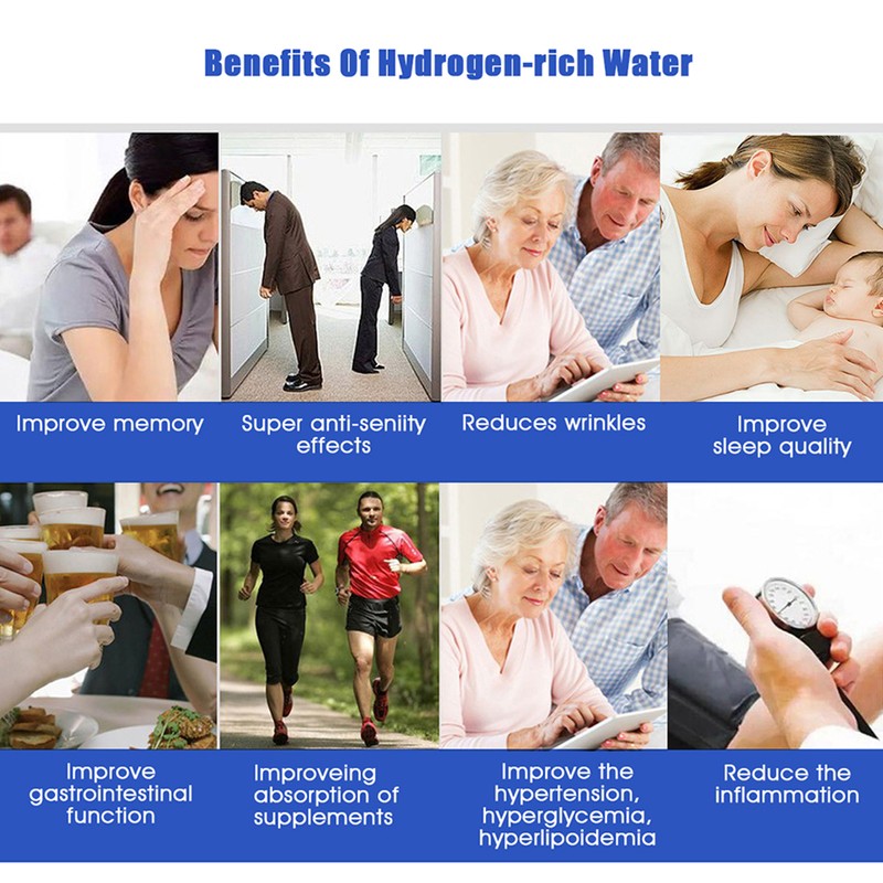 Portable 500ml Hydrogen Rich Water Bottle Alkaline Generator LED Healthy