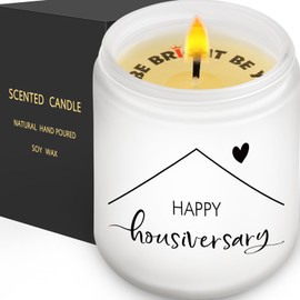 AWIZ Happy Housiversary Candle Gift - House Anniversaries Gifts, Realtor Closing Gift, New Home Present, Client Appreciation Presents, Homeowner Gifts, Real Estate Marketing, Lavender Scented Soy Wax