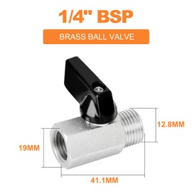 GASHER 6PCS 1/4 Inch Mini Brass Ball Valve Shut Off Switch, 1/4 Inch Male x Female BSP Thread Pipe Fitting