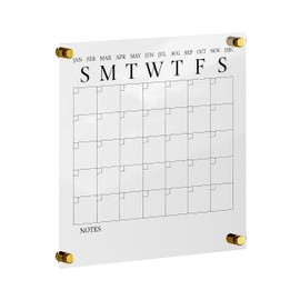 Martha Stewart Grayson Acrylic Dry Erase Wall Calendar with Dry Erase Marker, 14" Square, Clear with Black Print