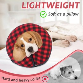 Niuoppy Inflatable Dog Collar for After Surgery, Inflatable Recovery Collar for Dogs and Cats, Protective Dog Cone Collar Small Medium Large Size (Plaid, M)