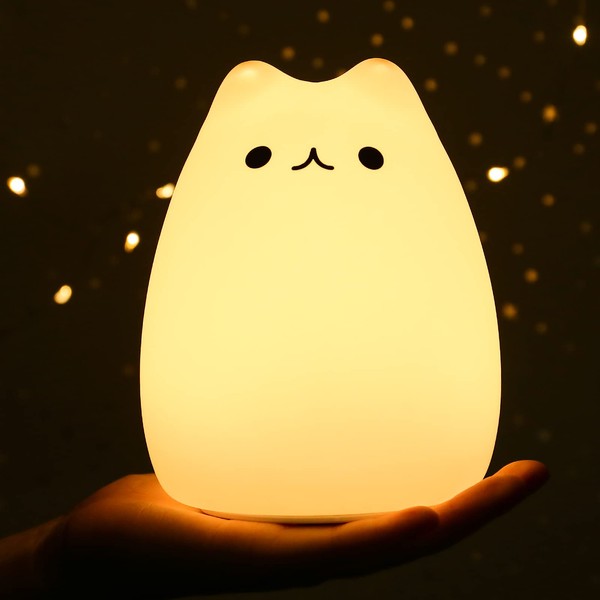 ZKLiLi Cat Night Light, Cute Cat Nursery Lights USB Rechargeable