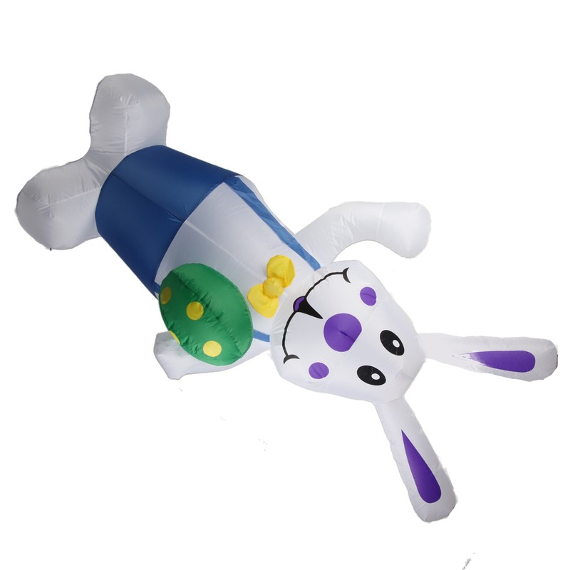 6.5FT High Easter Blue Bunny Holding Easter Egg Inflatable Yard