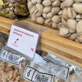 Kit of 50 price holders for wooden shelves. 39 x 60 mm. Transparent. Price tags, shop price labels, shelf price holder, label holder