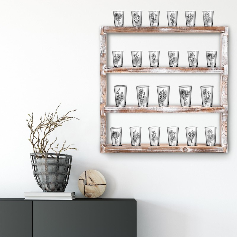 DoubleFill Wood Shot Glass Display Case Shot Glasses Holder Wall