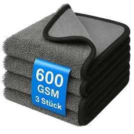 Kemes Microfibre Car Cloths, Double-Sided with 600 GSM Drying Cloth, Premium Car Towel for Drying, Absorbent and Stiff-Free Microfibre Car Care 30 x 30 cm