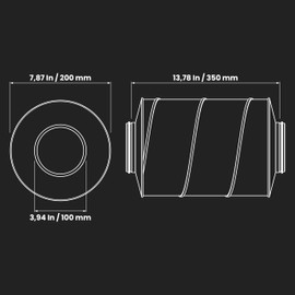 Repa Market Round Ø4 Inch Duct Silencer - 2 Inch Insulation - Galvanized Steel Inline Noise Reduction Muffler - Air Intake or Exhaust Sound Silencer for Industrial Blower Ventilation