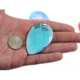 Allstarco 62x42mm Extra Large Flat Back Teardrop Acrylic Rhinestones Plastic Gems for Jewelry Making Costume Jewels Cosplay Card Making Embelishments Decor Crafts - 2 Pieces (Blue Aqua H109)