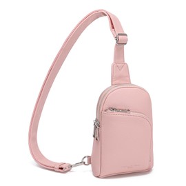 Haytijoe Crossbody Sling Bag for Women RFID Blocking Vegan Leather Fanny Packs Travel Bag(Pink)