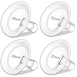 PumpMom-us 19mm and 21mm Oval Flanges Compatible with Medela Breast Pump Parts, Replace Nipple Shields for Pump in Style PersonalFit Flex, Freestyle Flex and Swing Maxi Connector (19mm + 21mm)