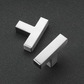 Ravinte 10 Pack Stainless Steel Single Hole Cabinet Pulls Brushed Nickel Kitchen Cabinet Handles Square Kitchen Hardware for Cabinet Come with Screwdriver