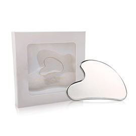 Gua Sha, Herramienta de Guasha Facial, Herramienta de Gua Sha de Acero Inoxidable para Terapia de Acupuntura Facial y Corporal