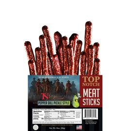 Top Notch Meat Sticks - 10 oz Bag of Beef Jerky Sticks - High Protein Snacks for Kids and Adults - Flavorful Sticks of Premium Beef Jerky (Pepper Dill Pickle)