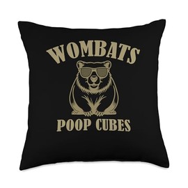Wombats Poop Cubes Cool Wombat Sunglasses Throw Pillow
