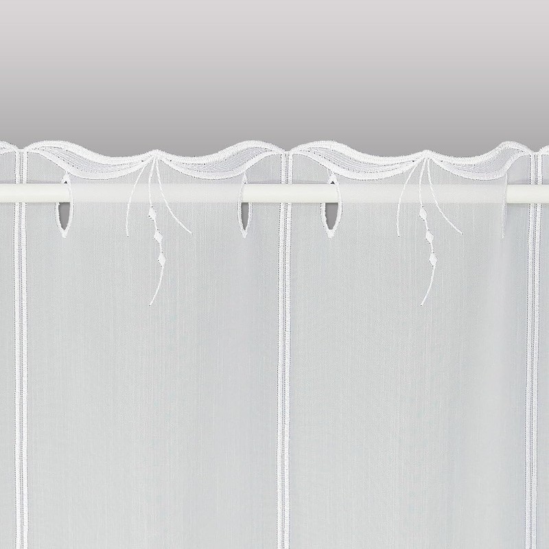 Sancia Modern Net Curtain with Plauener Lace Embroidery White /