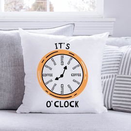 GRAVURZEILE Cushion with Motif - It's Coffee o´clock - Funny Gift for Coffee Lovers - Funny Gift for Him and Her for Birthday Christmas - Size with Filling