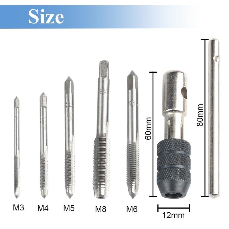 Mesee 6Piece Tap Wrench Tool Set, Adjustable T-Handle Ratchet Tap