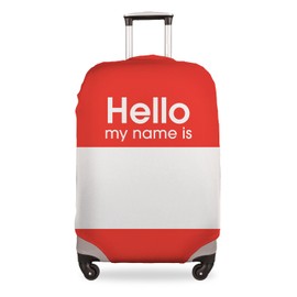 Fringoo® Luggage Suitcase Cover Baggage Protector Spandex Stretchable Elastic Anti Scratches Dust Travel Bag Case Funny Cute 18’’ - 28’’ (Medium 22'' - 24'', Hello My Name is)