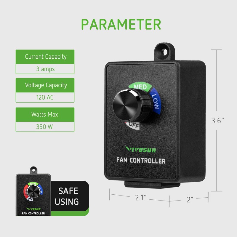 VIVOSUN Variable Speed Controller Cordless Vent Blower Speed Adjuster for