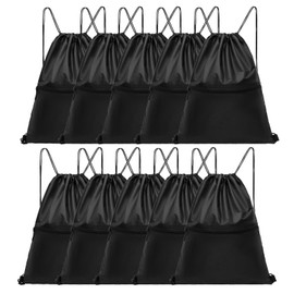 TEABAN Drawstring Backpack String Bag: 10 PCS Water Resistant Gym Drawstring Bag for Men Sports Sackpack with Side Pocket