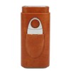 Cigar Case 3 Finger Cedar Wood Lining Portable Faux Leather