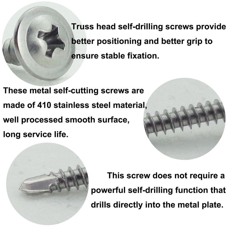 Fajoeda 120PCS #8 x 1/2" Sheet Metal Screws,410 Stainless Steel