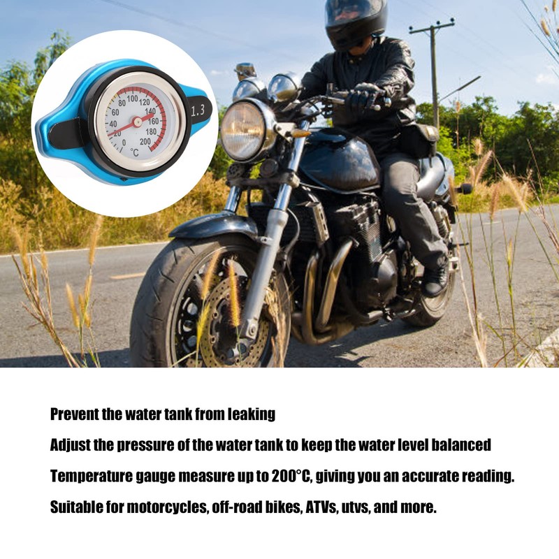 Aluminum Alloy Radiator Cap Temperature Gauge Leakproof Universal Car (Little