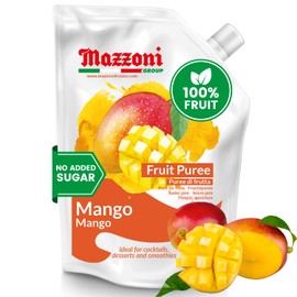 Mazzoni Mango Puree, Juice, 100% Pure Mango Lassi, Just Fruit, Nectar, No Sugar Added, 2.2 lbs (35.2 oz) Real Fruit Mixer for Cocktails, Drinks, Smoothies Convenient Pouch, Made in Italy