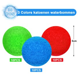 Aurasky Water Bombs Reusable Softball, Pack of 30 Water Bombs Set, Splash Balls, Cotton Water Balls, Water Balloons, Gift for Children, Summer, Outdoor, Water Games