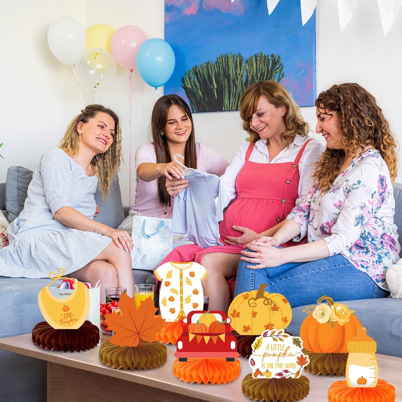 Dianelhall 9 Pcs Thanksgiving Honeycomb Centerpieces Little Pumpkin Party Table