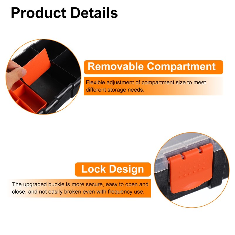 sourcing map 3pcs Toolbox Organizer Portable Plastic Hardware Organizer Box