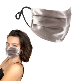GOLDEN HOUR Silk Satin Face Mask | Sensitive Skin Face Mask | Hypoallergenic Face Mask | Adjustable Face Mask | Silk Face Mask Washable UK (Single, Latte)