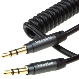 kenable PRO 22AWG COILED 3.5mm Stereo Jack Cable AUX Headphone Lead 2m Gold
