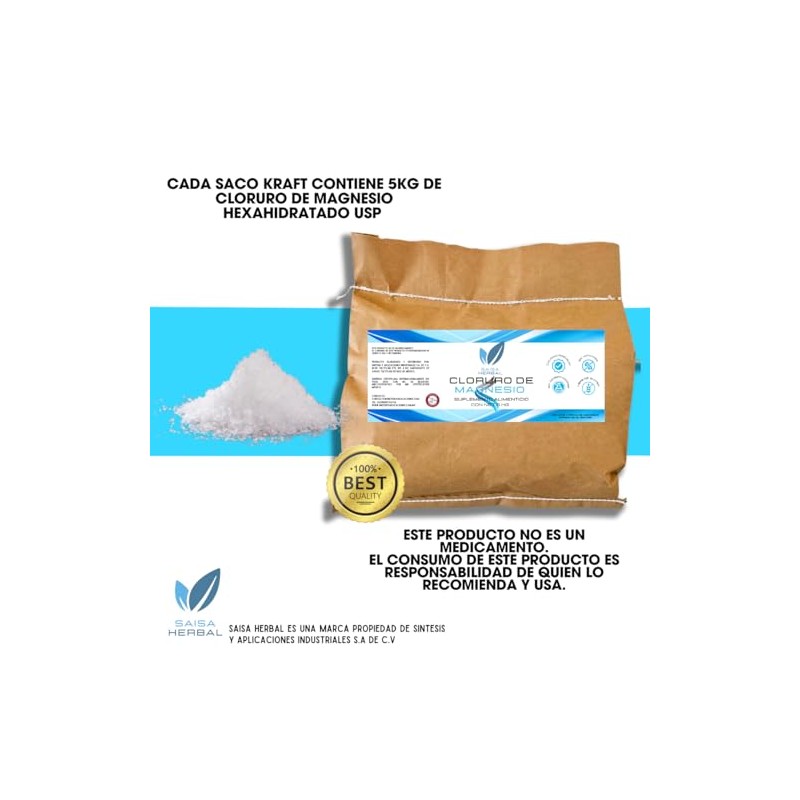Cloruro de Magnesio Grado Alimenticio bulto con 5 kg SAISA